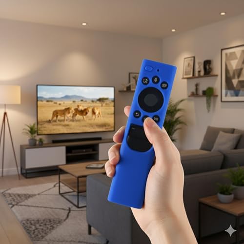 Image of Silicone TV Remote Cover Compatible with Samsung Smart TV Remote 2023 BN59-01432G BN59-01432A (Samsung Smart TV 2022 Solar Remote Cover - Style 6, Blue - Style 6)
