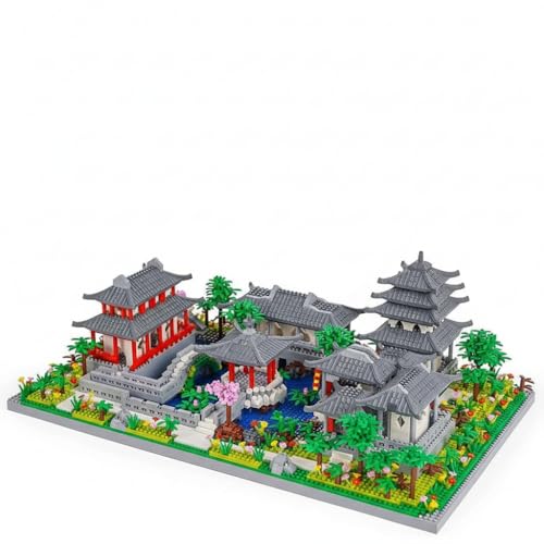 Image of SKY LINE OCEAN Chinese Suzhou Garden Architecture Micro Building Blocks Set with LED Lights | Complex for Ages 14+ | 3930 Pcs | Miniature Model Kit for Adults & Kids || 5 Year Structural Warranty