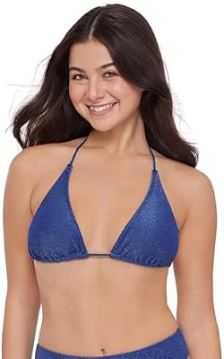 Steve Madden Stevie Womens Multiway Adjustable Convertible Triangle Bikini Top, Lady Luxe Indigo, X-...