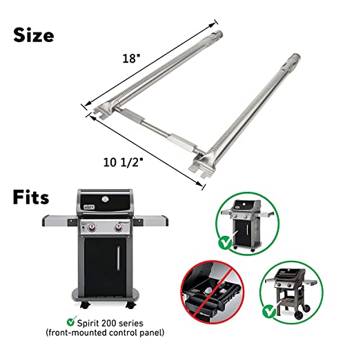 Uniflasy 7635 Flavorizer Bars and 69785 Grill Burner Tubes for Weber Spirit I & II 200 with Front Control, Spirit E210, E220, S210, S220, for Weber 15.3 Inch 7635 Flavor Bars and 69785 Burner Pipe by Uniflasy - Image 5
