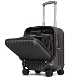 [プロエボ] スーツケース フロントオープン 機内持ち込み 33L 外せるキャスター ドリンクホルダー キャリーケース キャリーバッグ TSAロック ダイヤル サスペンション ストッパー ダブルキャスター 10005 1～2泊 3.42kg 33L 3辺合計104cm ([em11] エンボスガンメタリック/SSサイズ / 1～2泊前後対応)