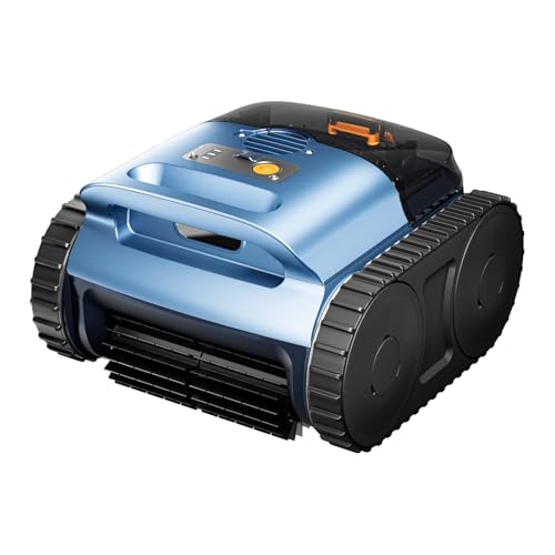 Image of Cordless Robotic Pool Vacuum, Pool Cleaner with Track Drive & Sonar Navigation, 180W Brushless Motor, Wall & Waterline Climbing, 150-Min Runtime for Inground & Above-Ground Pools up to 2150 Sq. Ft.