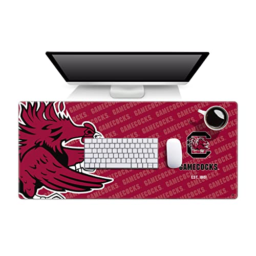 Image of YouTheFan NCAA South Carolina Gamecocks Logo Series Desk Pad | Water And Stain Resistant, Heavy-Duty Non-Slip Rubber Backing, Stitched Edge, Fits Under Mouse, Computer And Keyboard