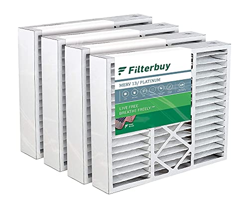 Filterbuy 21x21x5 Air Filter MERV 13, Pleated Replacement HVAC AC Furnace Filters for Rheem, Ruud, and Protech (4-Pack, Platinum)