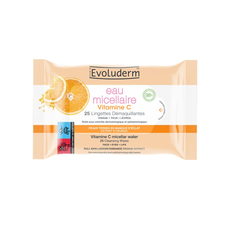 25 Lingettes Démaquillantes Eau Micellaire Vitamine C