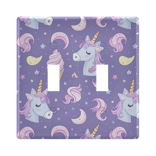 UMIRIKO Ice Cream Unicorn Purple Light Switch Cover Plate Covers Decorative Double Toggle Home Decor 202b5815