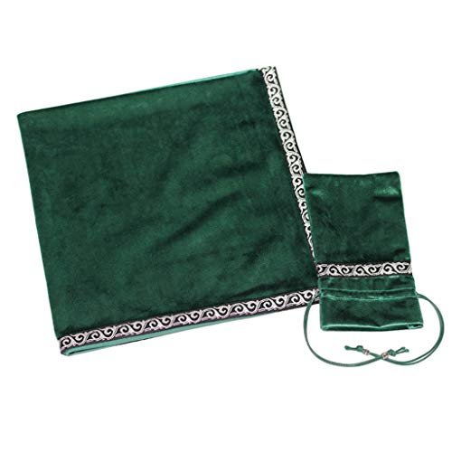 Baoblaze Altar Tarot tafelkleed, 26 x 26 inch waarzeggerij Wicca fluwelen doek met Tarot zakje - groen - Image 3