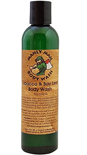 Body Wash for Men, Bath and Shower 8 oz. Manly Man Scent, The Lavender boutique (Tobacco & Bay Leaf)