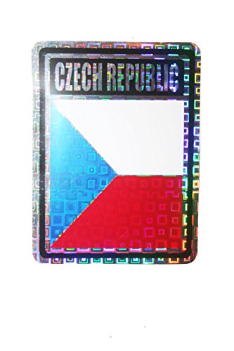 Czech Republic Square Country Flag Metallic Bumper Sticker Decal Size : 4" X 3" New #TOP16