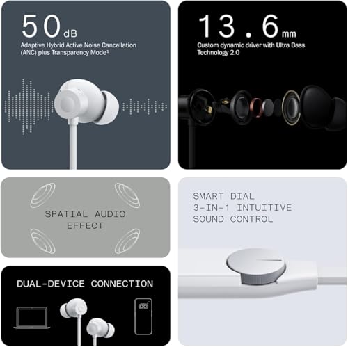 Image of CME Neckband Pro Bluetooth Headphones, Dark Grey, Hybrid Active Noise Cancelling, 5 HD Mics, IP55, BT5.3, 37 Hours Playtime, Dual Device Connection