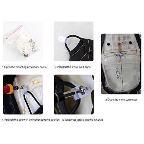 Bolsa para asiento de motocicleta negra en cuero PU con organizador debajo del asiento para motos universales miniatura 4