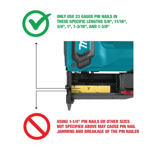 Makita XTP02Z-R 18V LXT Lithium-Ion Cordless 23 Gauge Pin Nailer (Tool Only) (Renewed)