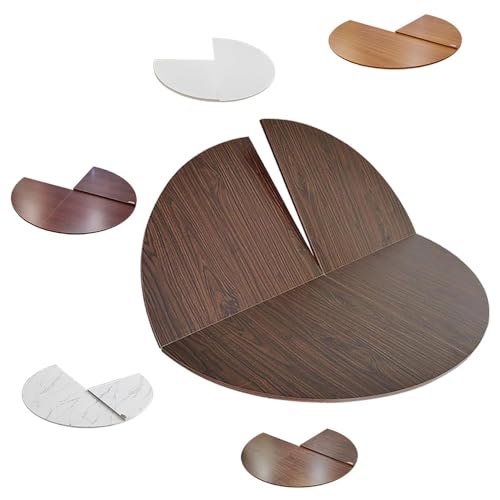 Mesa redonda plegable portátil de madera extensible de 180 cm, diseño que ahorra espacio, sin patas, ideal para cenas y eventos (acabado de nogal)