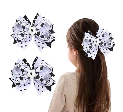 Soccer bows para chicas Soccer bows Pinzas para el cabello y broches con pinzas para el cabello Sport Bow, (FJ155) (Soccer bow A) miniatura 1
