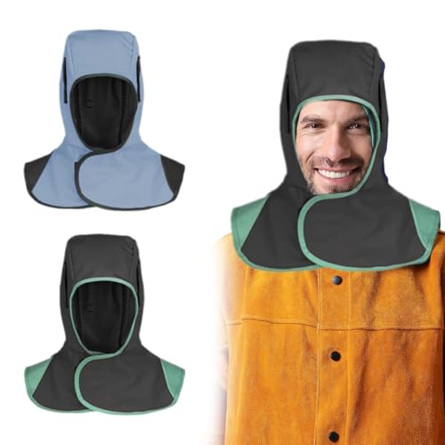 Cappuccio da Saldatore Protettivo, 2 Pezzi Cappuccio per Saldatura Resistente al Calore e Ignifugo, Cappuccio di Saldatura Traspirante, Casco di Saldatura Collo Protezione