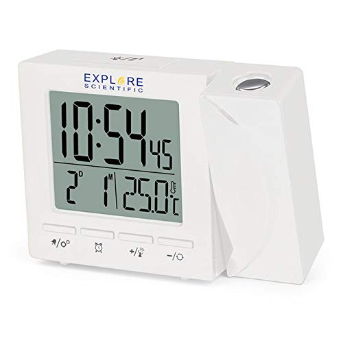 Explore Scientific Orologio radiocontrollato con proiezione ora RDP1001, bianco