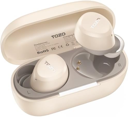 （12:30時点） TOZO A1 イヤホン bluetooth ワイヤレスイヤホン 中低音域 暖色系音質 小型 軽量 快適 マイク内蔵 AI 通話時ノイズリダクション カスタムEQ アプリ対応 防水防汗 最大約32時間の連続再生 ぶるーとゅーす イヤフォン USB-C充電 カナル型 スポーツ/通勤/通学/WEB会議（カーキ