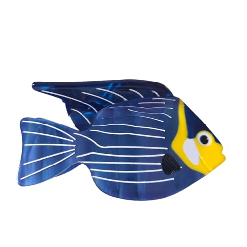 Fantasy - Divertida pinza para el pelo de pez tropical, pinza de acetato para mujer, color azul