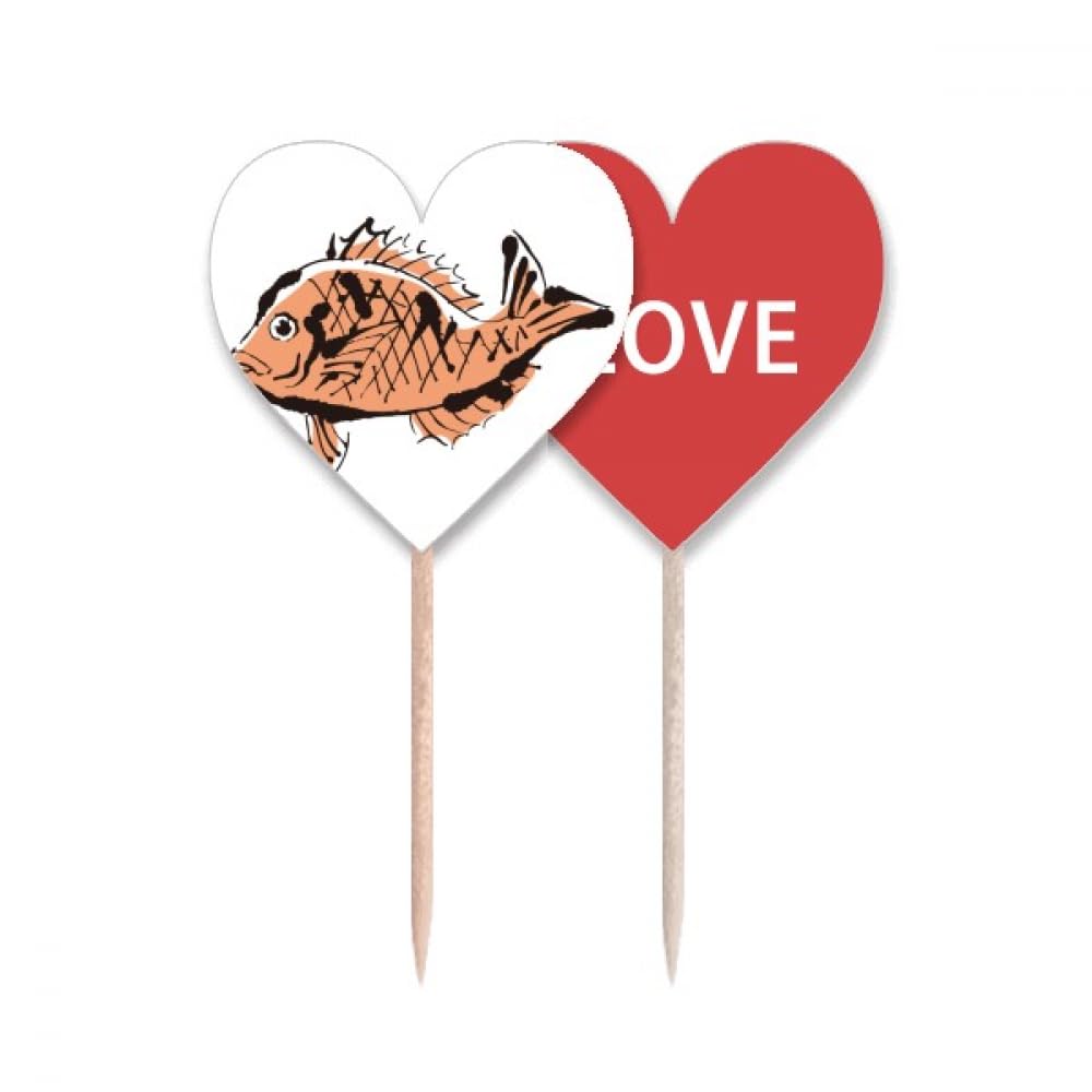 Cure-dents motif poisson et décoration cupcake cœur pour buffet de fête