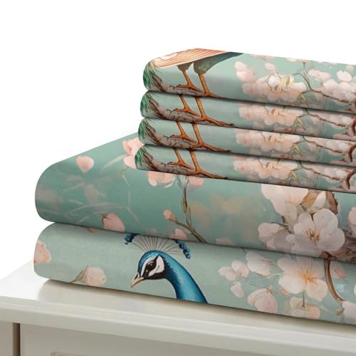 Housse de couette paons imprimée 3D en microfibre résistante avec zip - 7