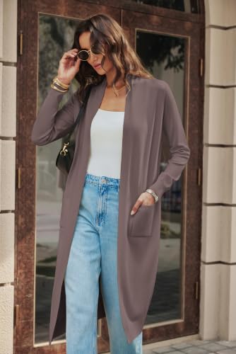 Image of GRACE KARIN Essential Solid Open Front Maxi Long Knitted Cardigan Sweater for Women