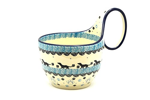Polish Pottery Loop Handle Bowl - Diggity Dog