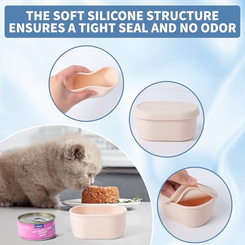 SLSON 2 Stück Lagerung geöffneter Katzenfutterdosen für 70g-85g,65mm Dosen,Silikon Katzenfutter Lebensmittelbehälter,Dosendeckel Katzenfutter,Deckel für Dosen,Gefrierbehalter