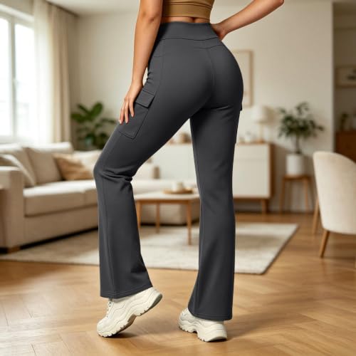 Cargo Yoga Pants for Women Fleece Lined Flare Yoga Leggings Flared Cargos - image 5