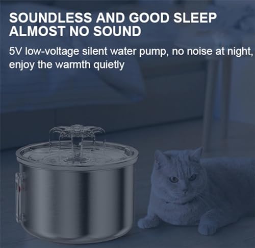 Fuente de agua automática para gatos 2L acero inox miniatura 3