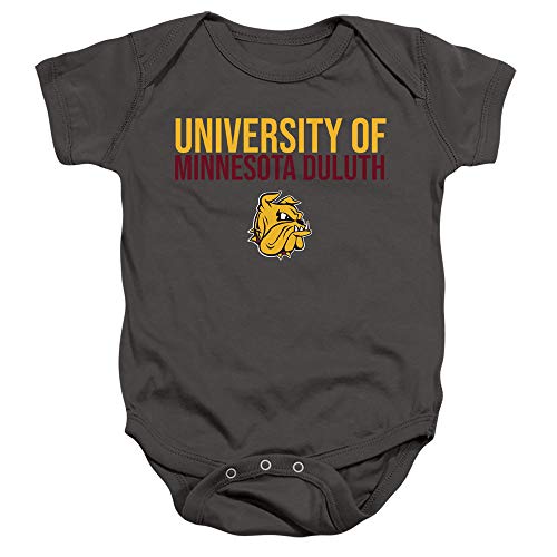 University of Minnesota Duluth Official Stacked Unisex Infant Snap Suit for Baby,Charcoal, 6 Months