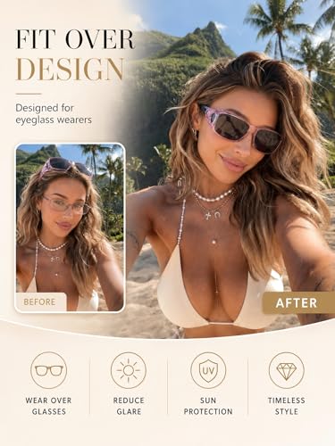 Image of VIEWBETTER Polarized Fit Over Glasses Sunglasses for Men Wrap Around Shades UV Protection Wear Over Eyeglasses SG0312