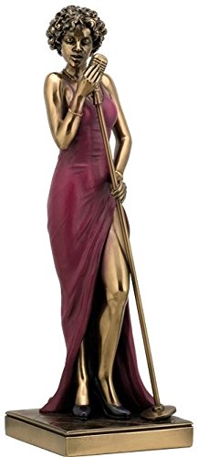US 12.25 Inch Female Singer Cold Cast Decorative Figurine, Bronze Color