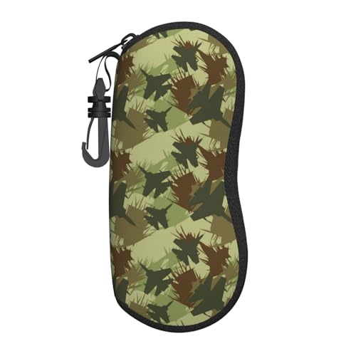 TZTTZT Funda para gafas de sol de camuflaje verde aeronáutico, funda de lectura con gancho, funda de neopreno suave y ligera con cremallera para mujeres y hombres
