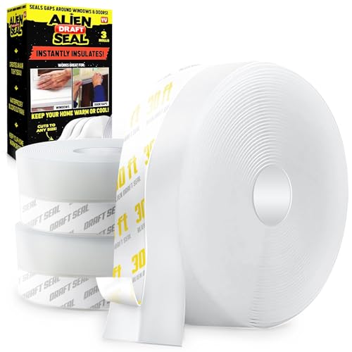 Alien Draft Seal Weather Stripping Door Seal Longer 64ft (3 Rolls) Silicone Door Bottom Draft Stopper Tape