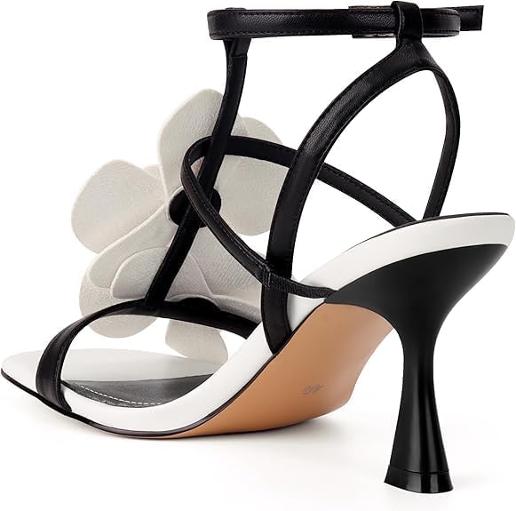 Floral High Heels Womens Strappy Sandals Wedding Bride Dressy Shoes Open Toe Ankle ... - Image 5