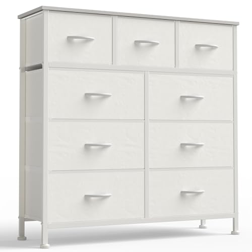 OLIXIS 9 Drawer Storage Dresser with Wood Top - Wide Fabric Chest Organizer for Bedroom, Closet,...