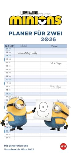Minions Planer für zwei 2026: Kalender mit den kleinen gelben...
