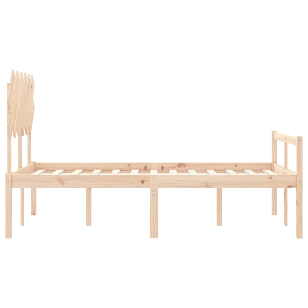 Massives Kiefernholz Seniorengerecht mit 45 cm Sitzhöhe Standard Braun 135 | Seniorenbett mit Kopfteil Massivholz Kiefer 140x195 Komfort Einstiegshöhe Stauraum Lattenrost Bettgestell