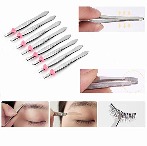 Pack Of 24 Oblique Eyebrow Tweezers And Flat Stainless Steel Tweezers Precision Clipper For Eyebrow Shaping And Facial Hair Removal #TOP3