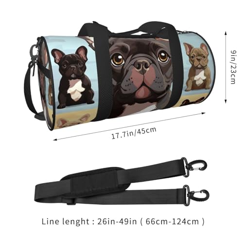 Sports Gym Bag for Women Men Travel Duffel Bag Tote Weekender Bag French Bulldog Dog Cute Carry on Overnight Bag for Travel Swimming Fitness Workout Sports Duffle Bag2
