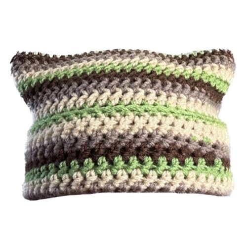Bonnet chat unisexe en maille crochetée douce et chaude pour l'hiver