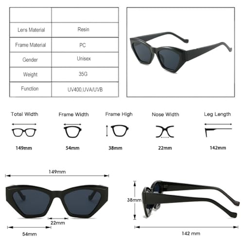 Lunettes de soleil œil de chat polygone au design rétro haut de gamme - 7
