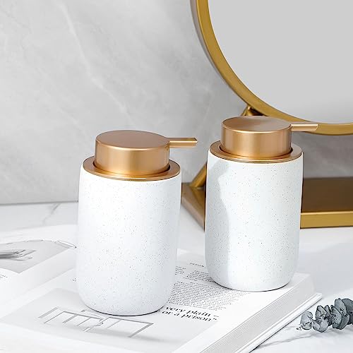 Image of Hand Soap Dispenser for Bathroom Decro, Ceramic Liquid Pump Bottles Refillable Dish Dispenser for Kitchen Farmhouse Colleage Dorm, White