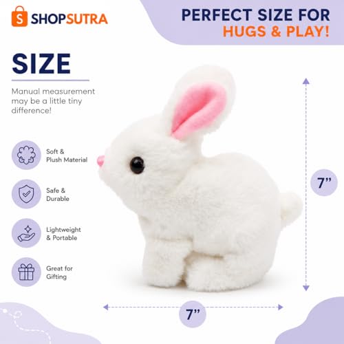 Image of Interactive Plush Toy Dog with Walking Movement, Sound Function and Tail Motion (White Rabbit)