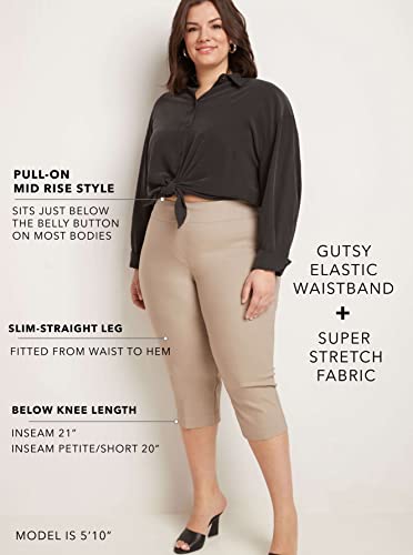 Rekucci Curvy Woman Plus Size Classic Pull-On Stretchy Straight Leg Capri4
