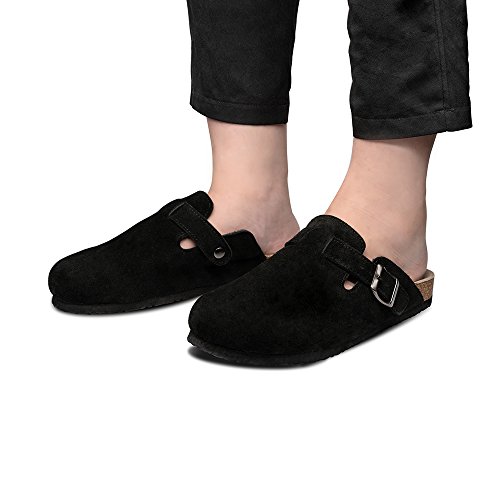 Tf Star Unisex Boston Soft Footbed Clog Cow Suede Leather Clogs, Cork Clogs Shoes For Women Men Tan #TOP6