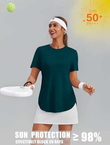Image of PINSPARK Workout Tops for Women Short Sleeve Athletic Shirts UPF 50+ Quick Dry Running Outfits for Exercise Gym Hiking S-3XL