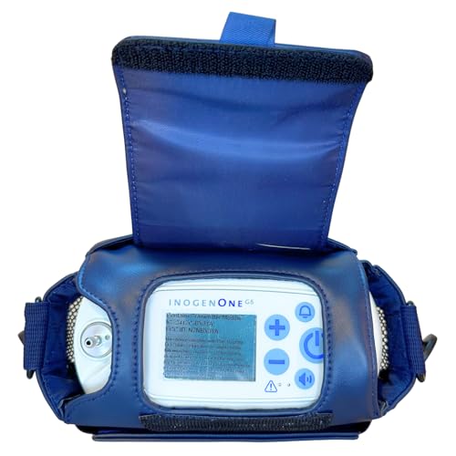 Image of Lamed Leather Shoulder Bag for Inogen One G5 & Rove 6 - Case Fits Single & Double Battery - NAVY
