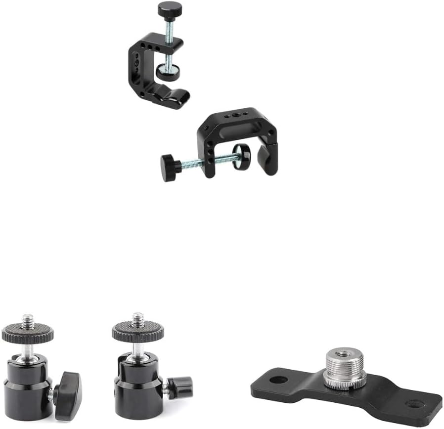 CAMVATE Aluminum C-Clamp + 1/4"-20 Mini Ball Head + 5/8'' Male to 1/4'' Female