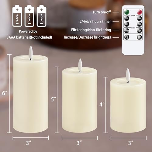 Yeelida Y-LC-I-3 Remote Flameless Flickering Pillar Candles thumb #3